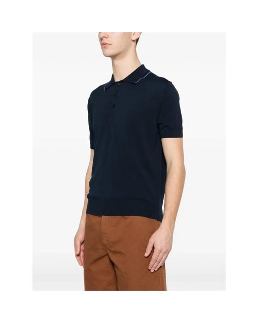 Canali Tops ,Blauw ,Katoen Polo Shirt Met Korte Mouwen in het Blue voor heren