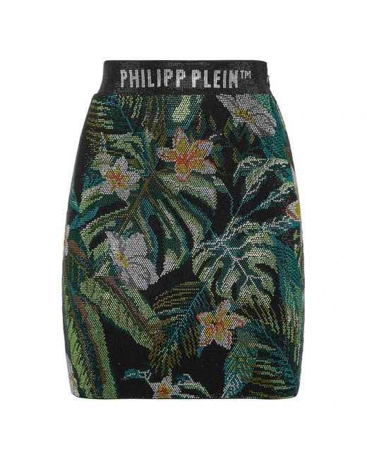 Philipp Plein Rokken ,Groen ,Polyester Crystal Mini Skirt Hawaii in het Green