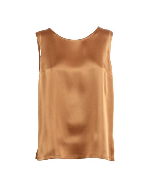 Clips Brown Sleeveless Tops