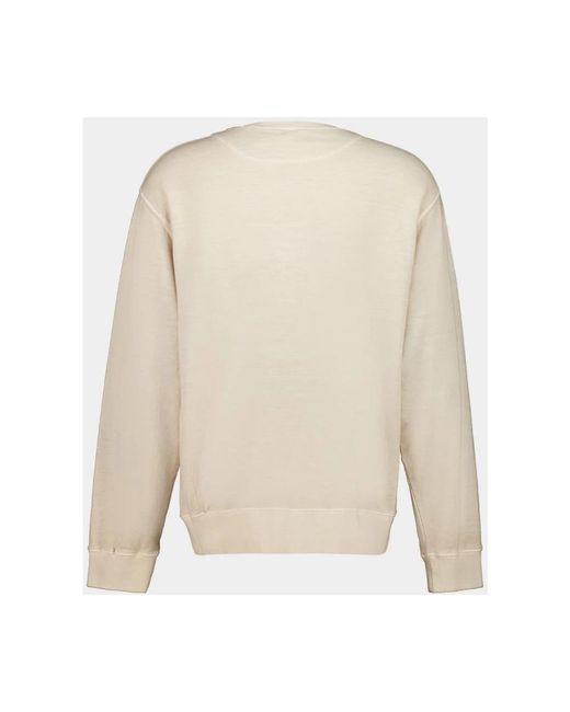 120% Lino White Round-Neck Knitwear for men