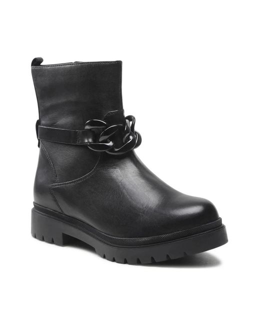 Caprice Black Ankle Boots
