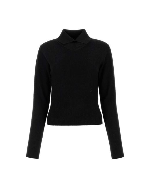 Jil Sander Truien & Vesten ,Zwart ,Wol Zwarte Wollen Coltrui in het Black