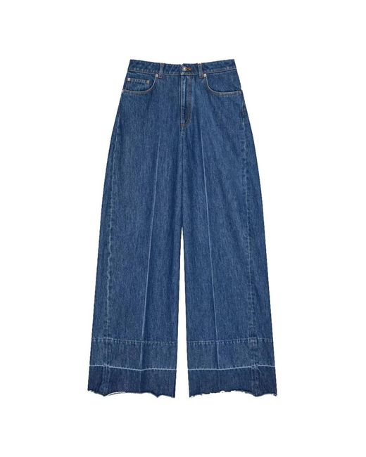 Givenchy Raw Edge Wide Leg Denim Broeken in het Blue