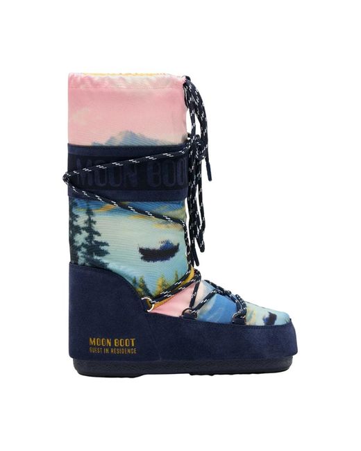 Moon Boot Schoenen ,Veelkleurig ,Leer Icon Postcard Boot in het Blue
