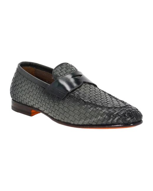 Santoni Black Loafers for men