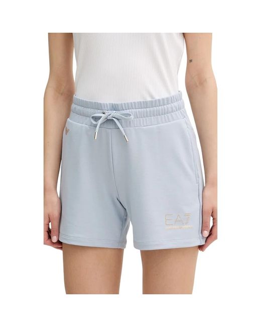 EA7 Korte Broeken ,Blauw ,Polyester Evolution Shorts in het Blue