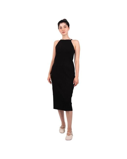 Vince Kleedjes ,Zwart ,Geribbelde High-Neck Tank Jurk in het Black