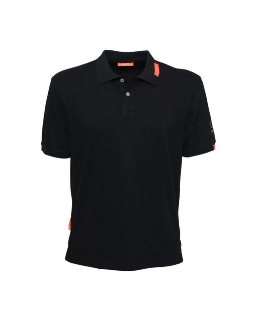 Suns Tops ,Zwart ,Katoen Klassiek Zwart Poloshirt Met Fluorescerend Tagdetail in het Black voor heren