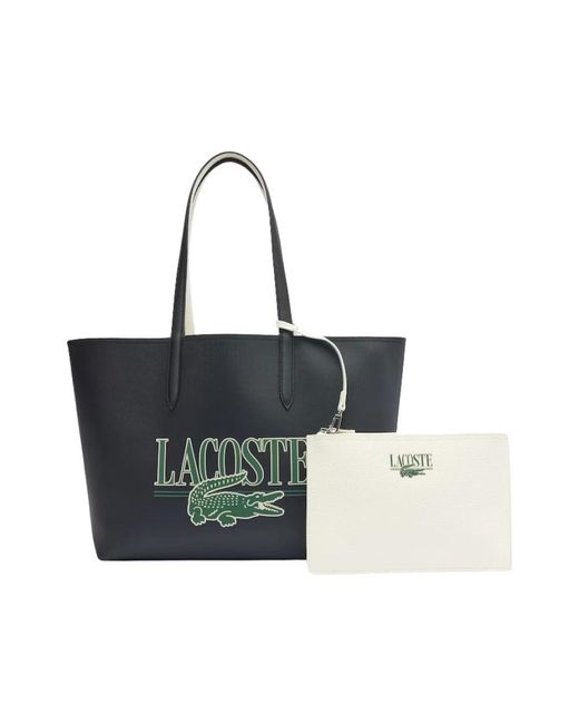 Lacoste Blue Wendbare tote-tasche mit krokodil-detail