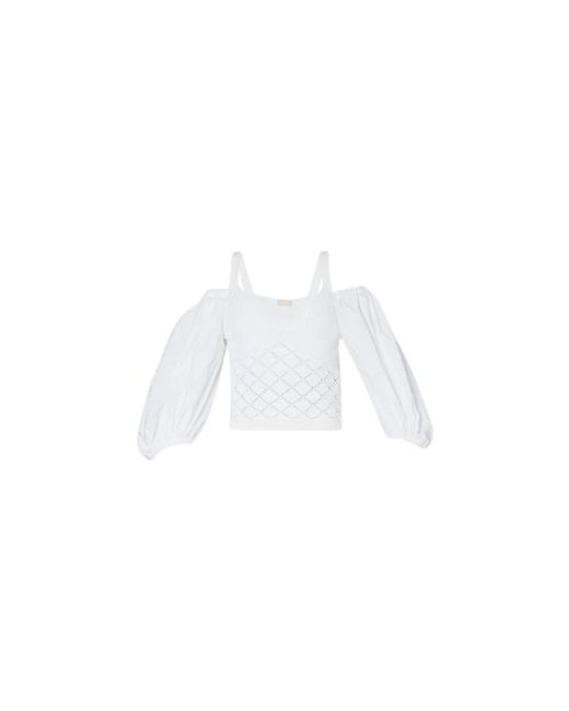 Liu Jo White V-Neck Knitwear