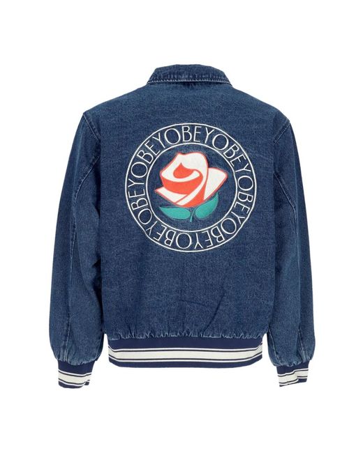 Obey Jassen ,Blauw ,Katoen Rose Blouson Jack Stone Wash in het Blue voor heren