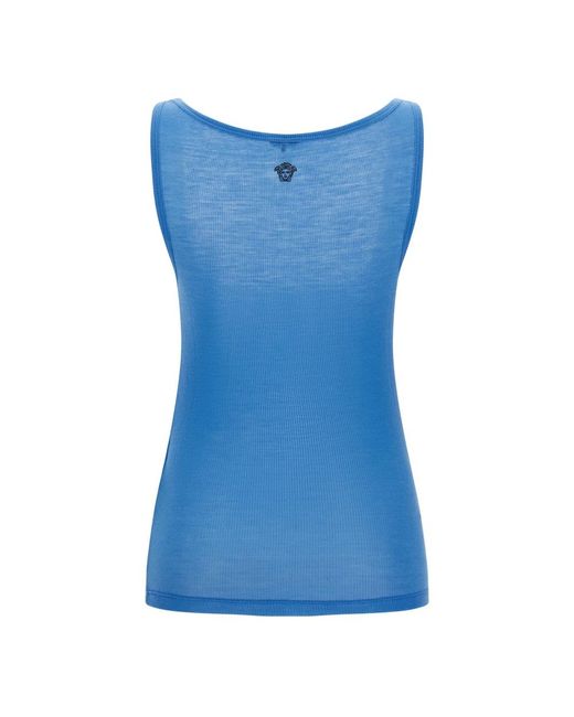 Versace Blue Sleeveless Tops