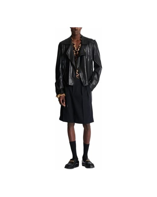 Leather Jackets Balmain de hombre de color Black