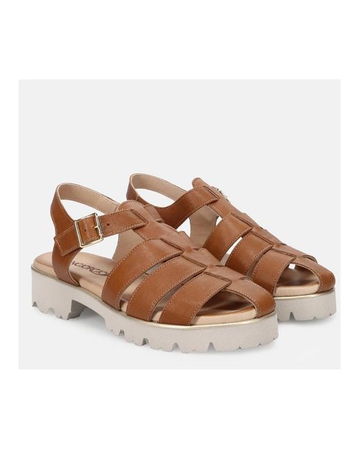 Sangiorgio Brown Flat Sandals