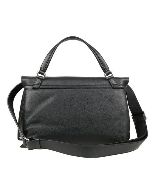 Zanellato Black Handtasche Mit Drehverschluss, Verstellbarem Und Abnehmbarem Schultergurt Und Internen Soufflé-Taschen
