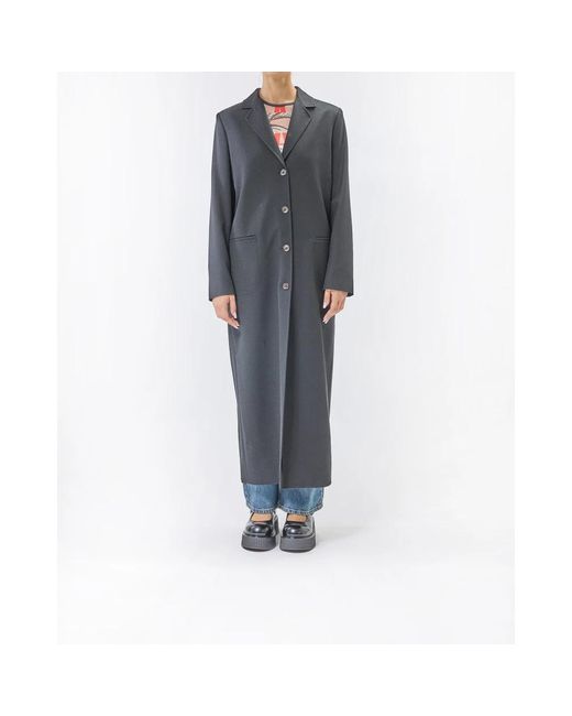 Moschino Jassen ,Zwart ,Wol Lange Wollen Jas Met Contrastknopen in het Gray