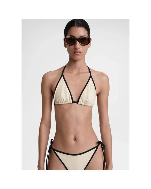 Totême  Black Bikini top mit streifenkante light hay
