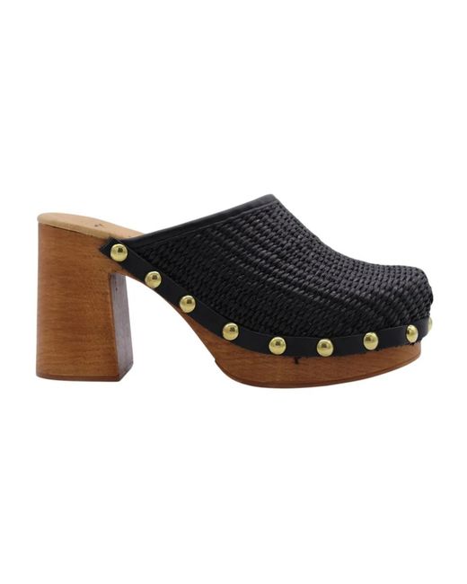 E mia Black Heeled Mules
