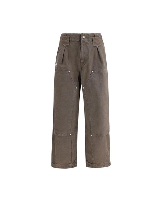 KENZO Katoenen Broek Met Dubbel Kniedesign in het Gray voor heren