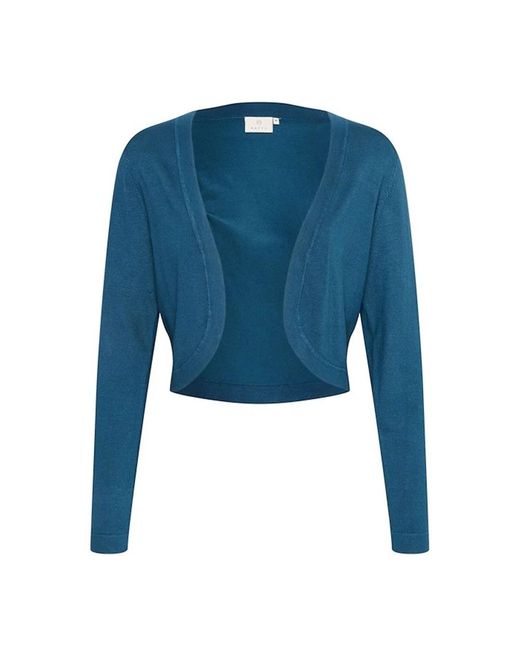 Kaffe Truien & Vesten ,Blauw ,Blauwe Bolero Met Lange Mouwen in het Blue