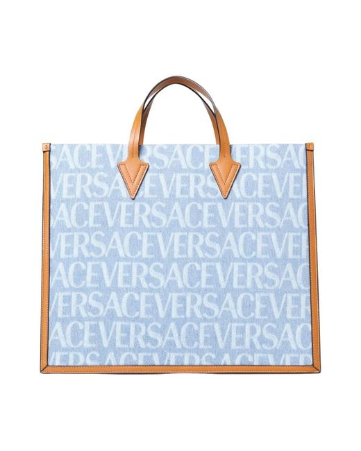 Versace Bedruckte Denim-Tasche in Blue für Herren