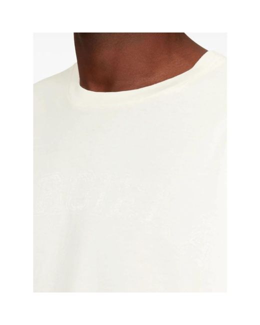 Maison Margiela White Logo print baumwoll t-shirt elfenbein weiß