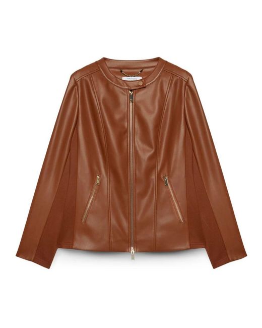 FIORELLA RUBINO Brown Blousonjacke mit rundhalsausschnitt