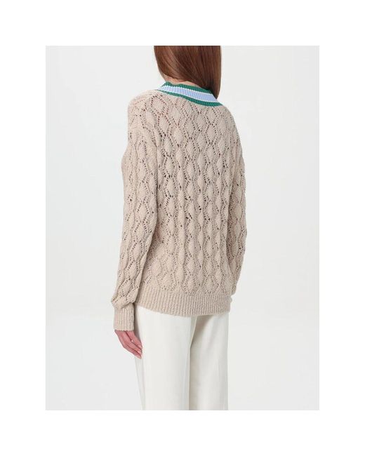 Ballantyne Natural Beiger V-Ausschnitt Strickpullover