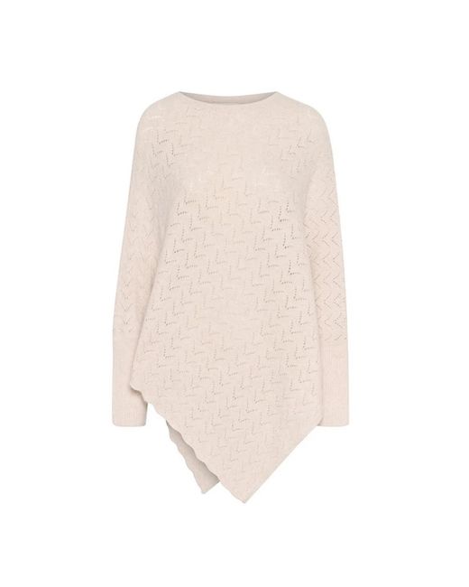Round-Neck Knitwear Cream de color Natural