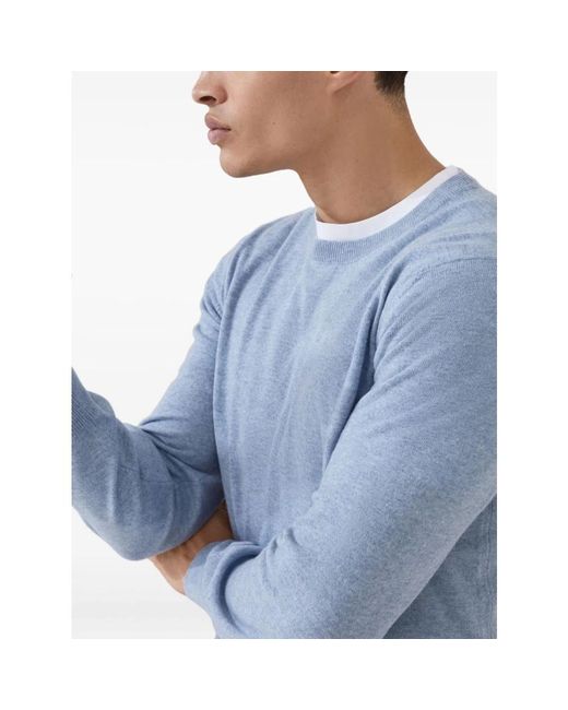 Round-Neck Knitwear Brunello Cucinelli pour homme en coloris Blue