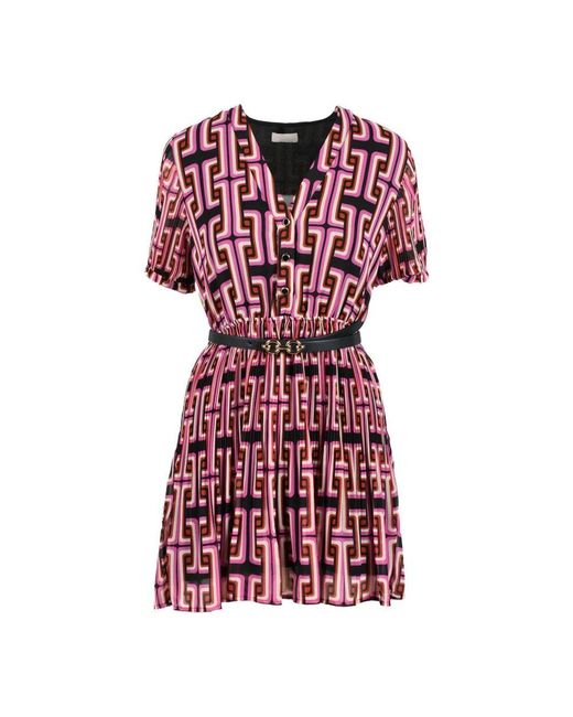 Liu Jo Red Kurzes Collegiate Puffärmel Kleid