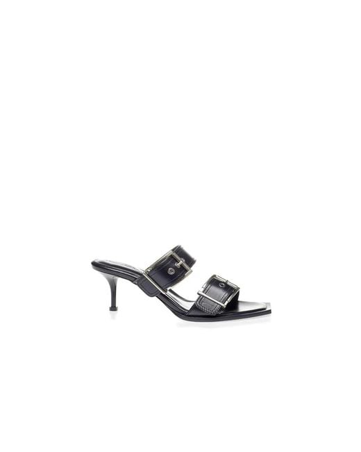 McQueen White Heeled Mules