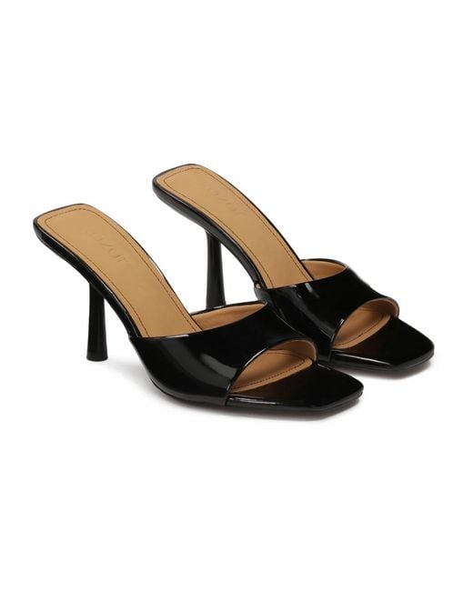 Kazar Black Schwarze Lackierte Flip-Flops Mit Eckiger Nase