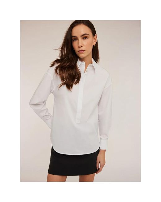 mötivi Overhemden ,Wit ,Katoen Blouse Met Popeline Kraag in het White