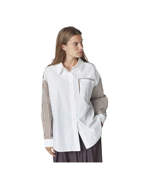 co'couture Overhemden ,Bruin ,Mio Cc Stripe Shirt Bluse 45042 in het Gray