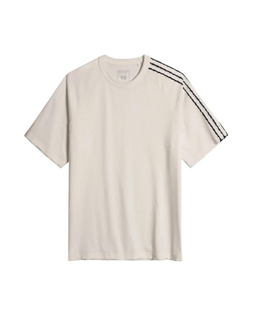 Y-3 Tops ,Wit ,Raw Edge 3-Stripes T-Shirt Met Lange Mouwen in het White voor heren