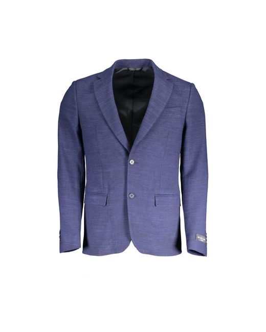 Guess Jassen ,Blauw ,Polyester Klassiek Blauw Polyester Jas Met Zakken in het Blue voor heren
