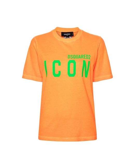 Camisetas y polos naranja fluorescente con logo DSquared² de color Yellow