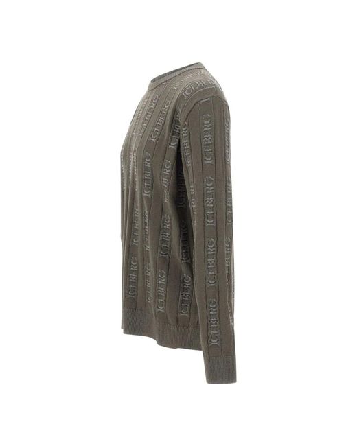 Iceberg Gray Round-Neck Knitwear for men
