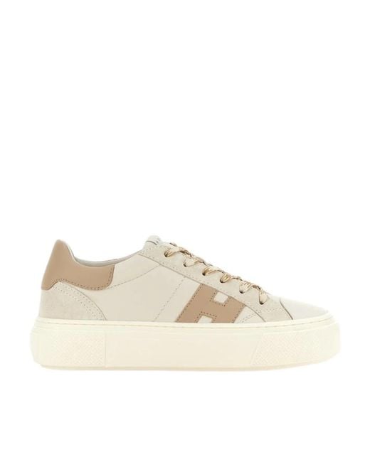 Hogan Natural Ivory Taupe H705 Allacciato H Leather Lace-Up