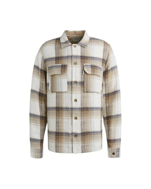 Cast Iron Slub Check Overshirt Langarmhemd in Gray für Herren