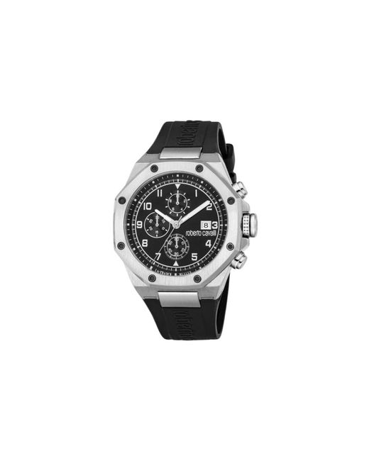 Roberto Cavalli Octagonal Chronograph Watch in het Black voor heren