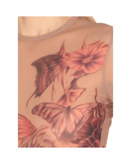Alberta Ferretti Pink Rosa tattoo print t-shirt frau