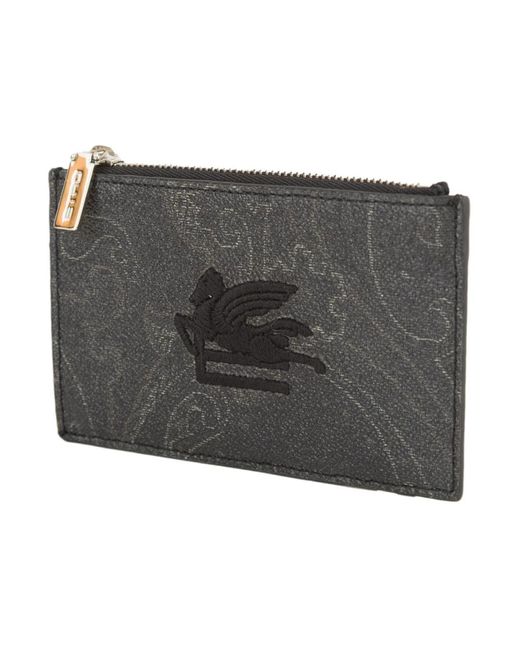 Etro Accessoires ,Zwart ,Katoen Arnica Leren Kaarthouder in het Black