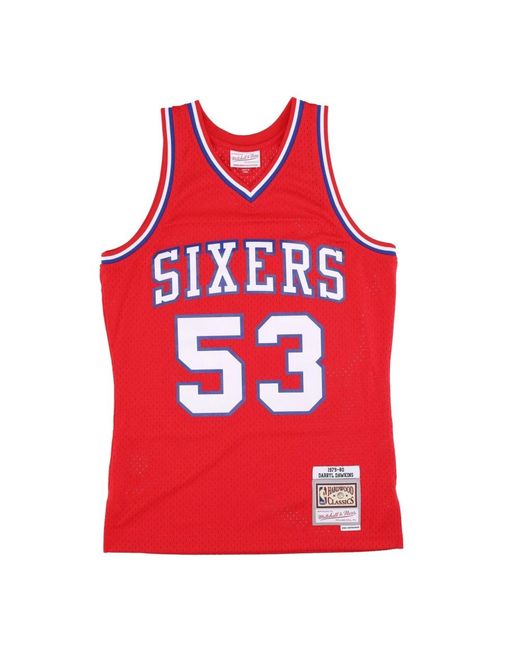 Mitchell & Ness Fitness ,Rood ,Polyester Nba Basketbal Tanktop Hardwood Classics in het Red voor heren