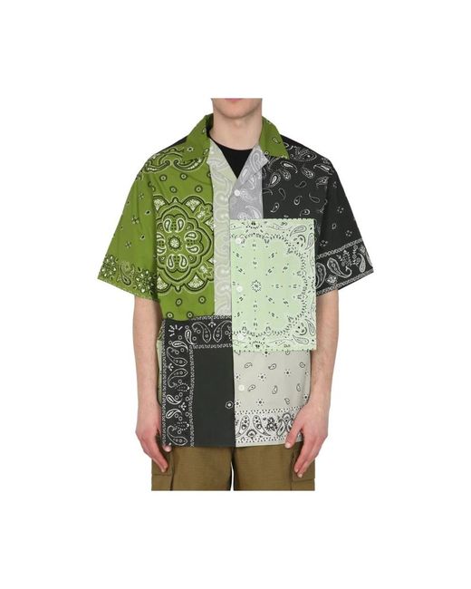 KENZO Green Patchwork Cotton Shirt for men