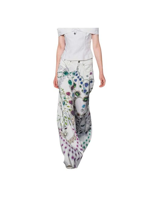 Jeans over con pattern tone sur tone di John Richmond in White