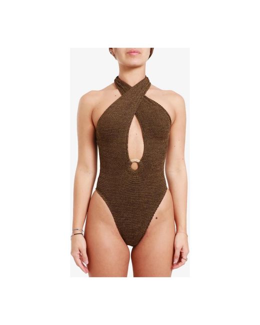 Bondeye Badmode ,Bruin ,Bruin Zeekleding Lurex Braziliaanse Slipjes in het Brown