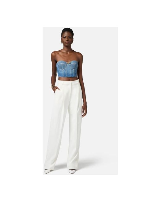 Elisabetta Franchi Wide Trousers in het White