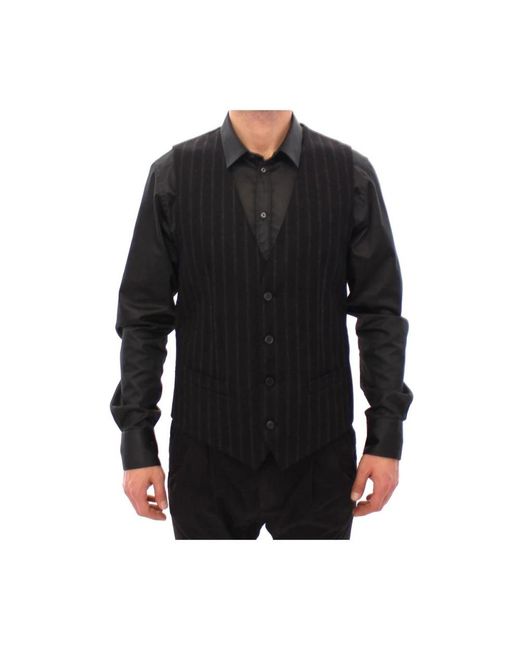 Dolce & Gabbana Black Waistcoats for men
